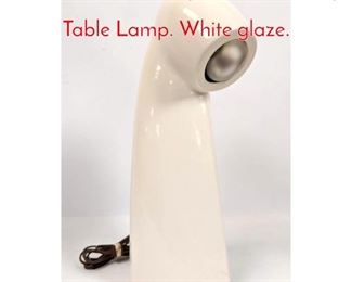 Lot 337 Mid Century Modern Pottery Table Lamp. White glaze. 
