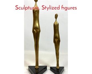 Lot 342 Pair Modernist Brass Table Sculptures. Stylized figures