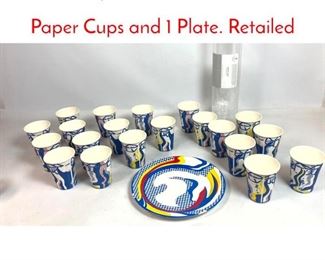 Lot 352 20pcs ROY LICHTENSTEIN Paper Cups and 1 Plate. Retailed