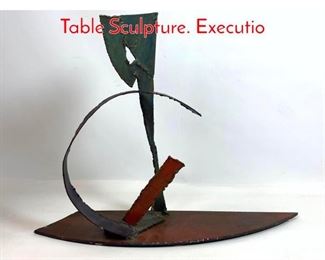 Lot 366 Brutalist Cut and Welded Iron Table Sculpture. Executio