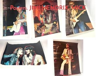 Lot 367 5pcs Vintage Rock and Roll Posters. JIMI HENDRIX, MICK 