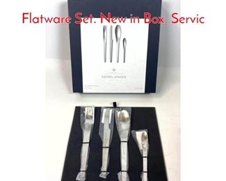 Lot 372 GEORG JENSEN Stainless Flatware Set. New in Box. Servic