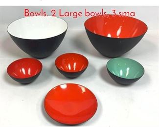 Lot 375 6pcs KRENIT Enamel on Steel Bowls. 2 Large bowls, 3 sma