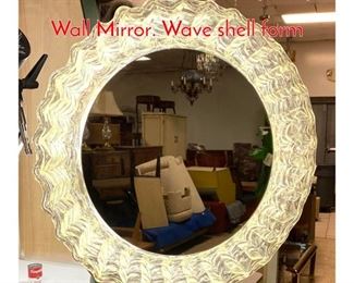 Lot 416 Modernist Light Up Acrylic Wall Mirror. Wave shell form