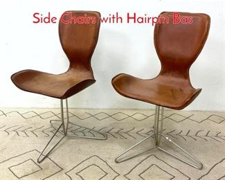 Lot 439 Arne Jacobsen Style Swivel Side Chairs with Hairpin Bas