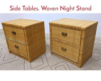 Lot 443 Pair Miami Modern Wicker Side Tables. Woven Night Stand