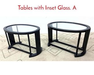 Lot 447 Joia Interiors Oval Side End Tables with Inset Glass. A