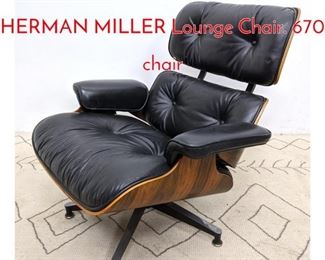 Lot 451 CHARLES EAMES for HERMAN MILLER Lounge Chair. 670 chair