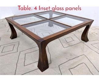 Lot 453 Baker Style Coffee Cocktail Table. 4 Inset glass panels