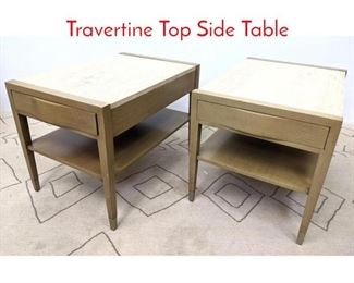 Lot 483 Pair American of Martinsville Travertine Top Side Table