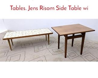 Lot 482 2pc Mid Century Modern Tables. Jens Risom Side Table wi