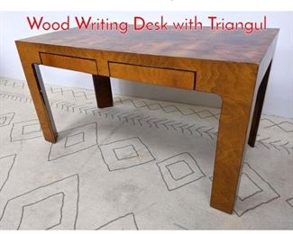 Lot 484 Mid Century Modern Burl Wood Writing Desk with Triangul