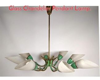 Lot 490 Italian Green Enamel and Glass Chandelier Pendant Lamp.