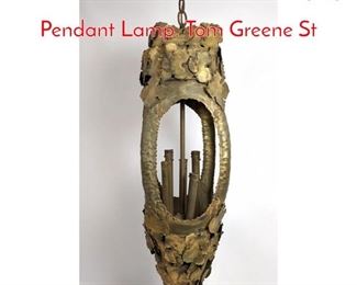 Lot 491 Brutalist Cut Metal Hanging Pendant Lamp. Tom Greene St