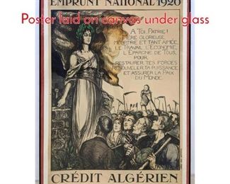 Lot 495 EMPRUNT NATIONAL 1920 Poster laid on canvas under glass