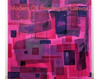 Lot 498 Large Geometric Abstract Modern Oil Painting on Canvas.
