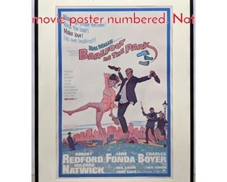 Lot 502 Vintage Barefoot in the Park movie poster numbered. Nat