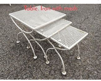 Lot 513 3pcs Set Salterini Style Nesting Table. Iron with mesh 