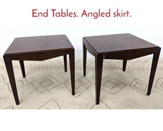 Lot 514 Pair Modernist Square Side End Tables. Angled skirt.