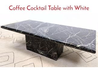 Lot 520 Decorator Black Marble Coffee Cocktail Table with White