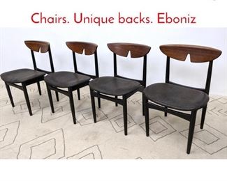 Lot 528 set 4 Danish Modern Dining Chairs. Unique backs. Eboniz