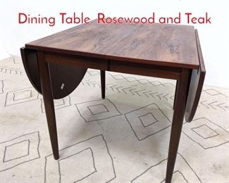 Lot 538 Danish Modern Drop Side Dining Table. Rosewood and Teak