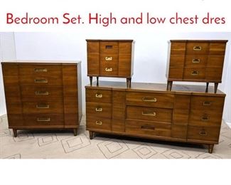 Lot 551 JOHN WIDDICOMB 4pc Bedroom Set. High and low chest dres