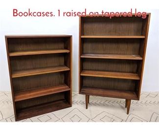 Lot 566 Pair American Modern Bookcases. 1 raised on tapered leg