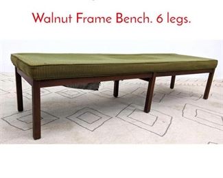 Lot 575 Long American Modern Walnut Frame Bench. 6 legs. 