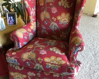 Red floral wingback chair $125  NOW $100