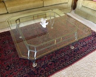 Glass/metal coffee table 40”wide x 40”deep x 15”high $125  NOW $100