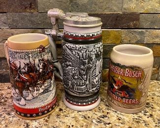 Train, Budweiser, Busch Beer Stein / Mugs