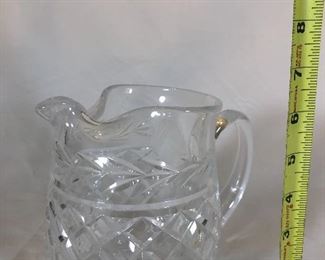 32.  Signed Waterford, Cut Crystal Hand Blown Pitcher, $40.00