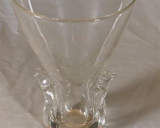 56.  Signed Steuben Flared Vase with Hand Applied Side Handles, $90.00