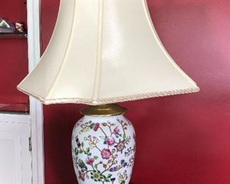 70.  Chinoserie Style White Porcelain and Brass Lamp, $40.00