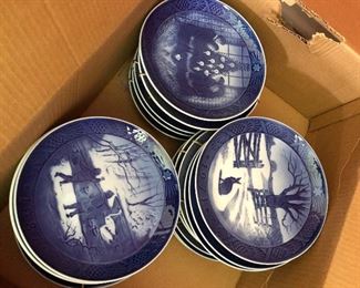 76.  Set (21) Collectible Blue and White Dated Christmas Commemorative Plates, $40.00
