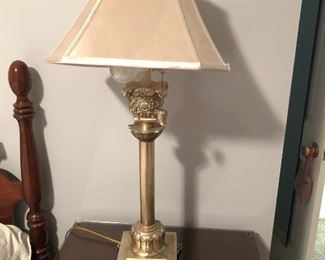 91.  Pair, Heavy Metal Side Table Lamps, $120.00