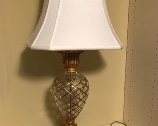 149.  Beautiful Heavy Spiral Glass Lamp with Firm Shade, $120.00