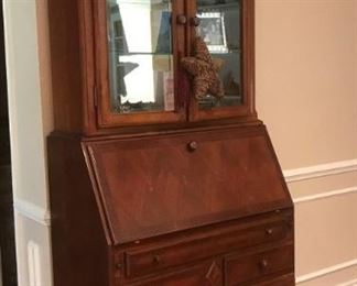 Excellent Quality Drop Front Desk Secretary with Top Display Cabinet and storage cabinet