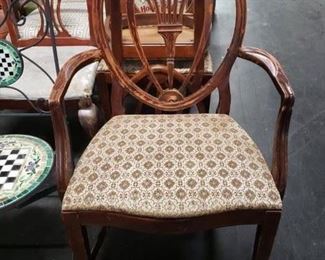 (3) Drexel Travis Court Hepplewhite Style 1940's Mahogany Seat  Shield back Chairs (Needs work) 1 Arm 2 side chairs All for $195