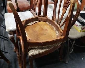 (3) Drexel Travis Court Hepplewhite Style 1940's Mahogany Seat  Shield back Chairs (Needs work) 1 Arm 2 side chairs All for $195