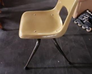 Vintage MCM Mid Century Brunswick Eames style fiberglass yellow or beige stack chairs 16 available (9) Yellow (7) Beige $125 each