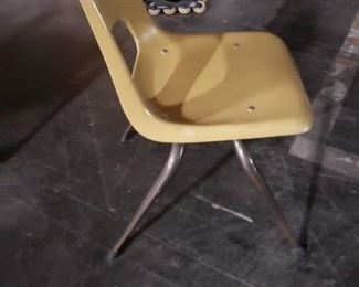 Vintage MCM Mid Century Brunswick Eames style fiberglass yellow or beige stack chairs 16 available (9) Yellow (7) Beige $125 each