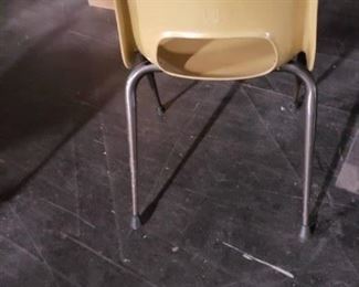 Vintage MCM Mid Century Brunswick Eames style fiberglass yellow or beige stack chairs 16 available (9) Yellow (7) Beige $125 each