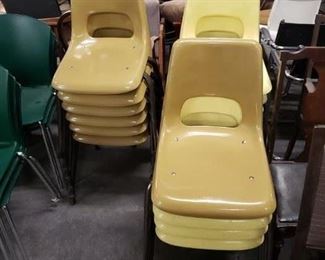 Vintage MCM Mid Century Brunswick Eames style fiberglass yellow or beige stack chairs 16 available (9) Yellow (7) Beige $125 each