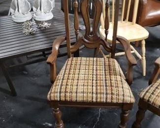 (2) Vintage Singer Furniture Div. No, Carolina Solid Wood Plaid padded fabric seat armchairs   $150 for Pair   