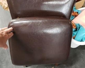 Brown Vinyl seat & back  wood frame fold up chair $65