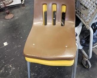 Vintage Virco MCM plastic chairs 2 available $45 each Yellow or brown 1 of each available 