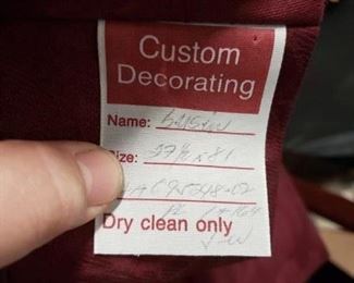 Custom Burgundy/Maroon Curtain Panels Dry Clean Only   6 Panels available Call