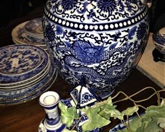 Another large blue & white vase and other selections